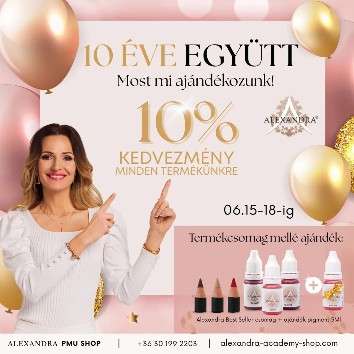 Alexandra PMU 10 éves jubileumi kedvezmény poszt