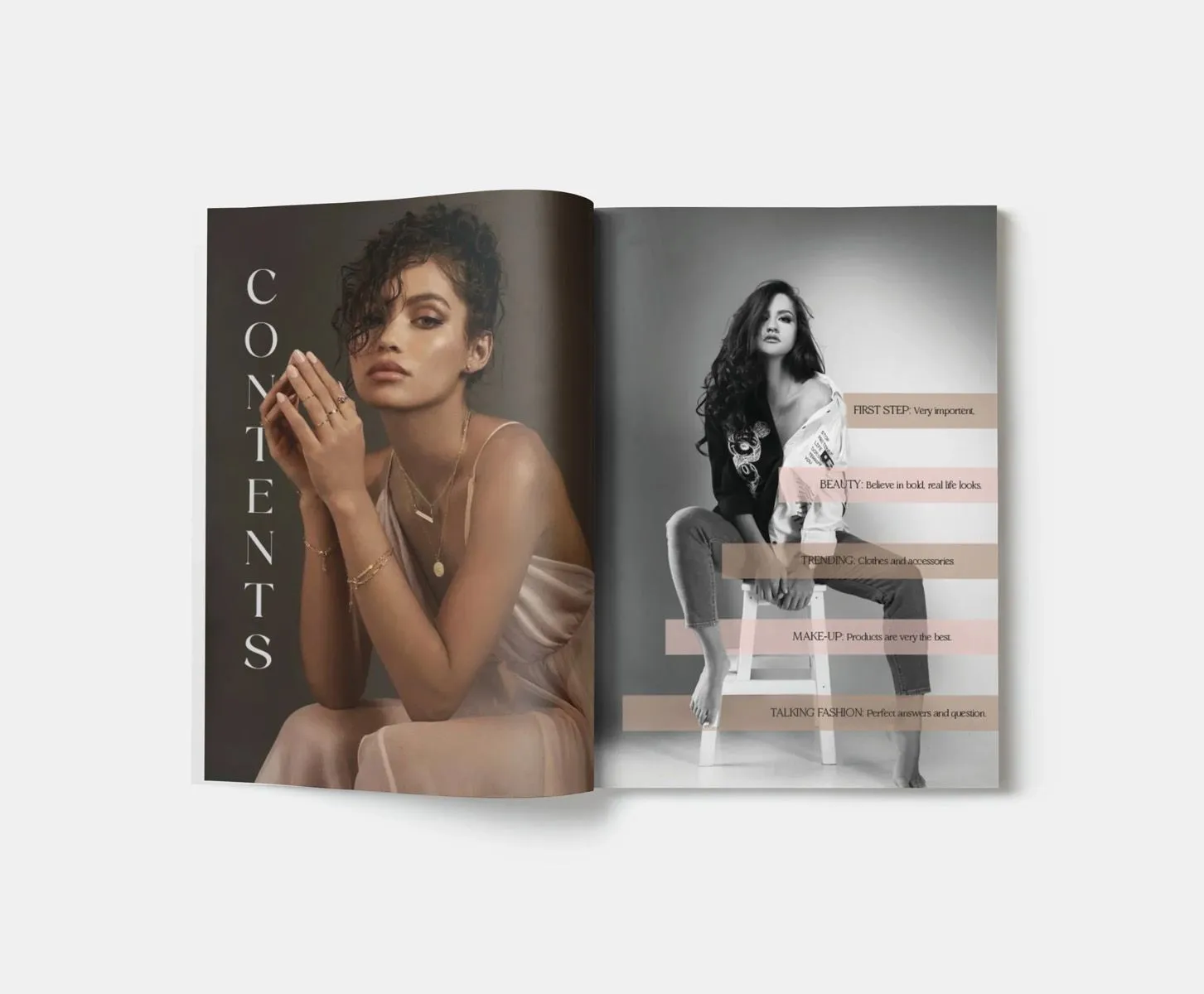 Divatmagazin tartalomjegyzék oldalpár